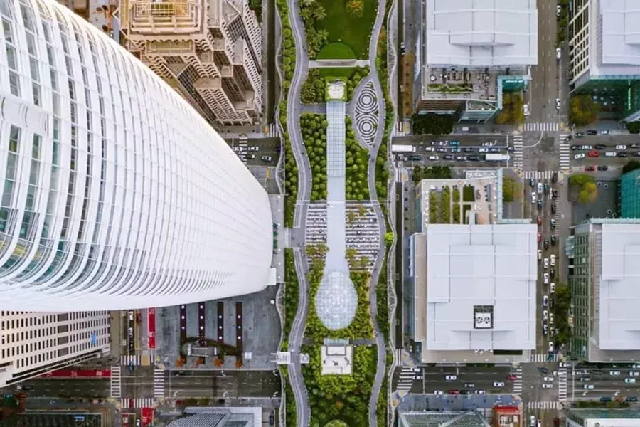 Una veduta aerea del Salesforce Park di 贝博体彩app.